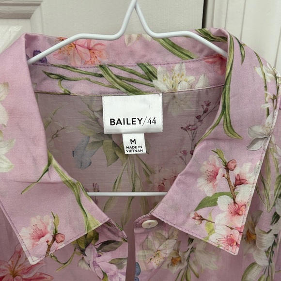 bailey 44 sheer pink button up w balloon sleeves - Picture 2 of 4